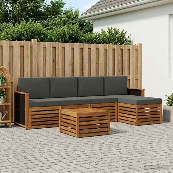 Комплект дивани за открито 6 pcs Натурален и Антрацит