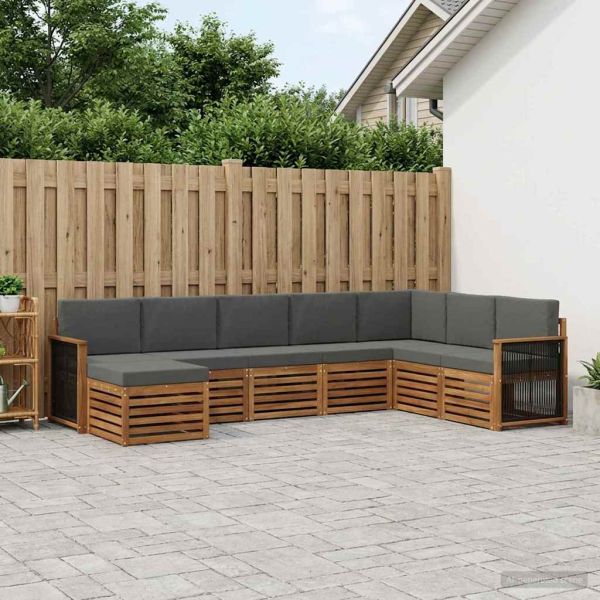 Комплект дивани за открито 6 pcs Натурален и Антрацит