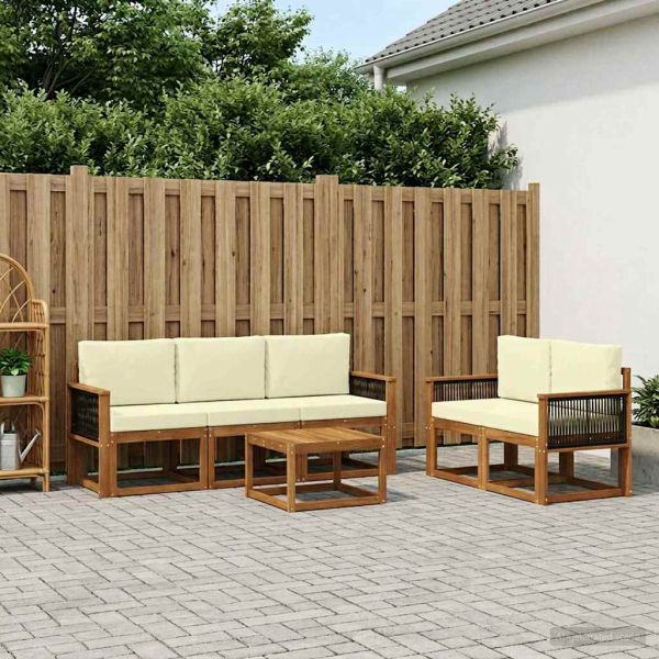 Комплект дивани за открито 6 pcs Натурален и Крема