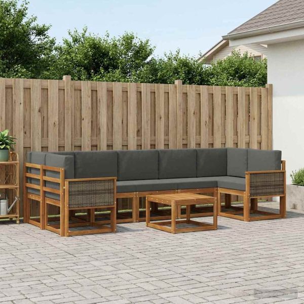 Комплект дивани за открито 6 pcs Натурален и Антрацит