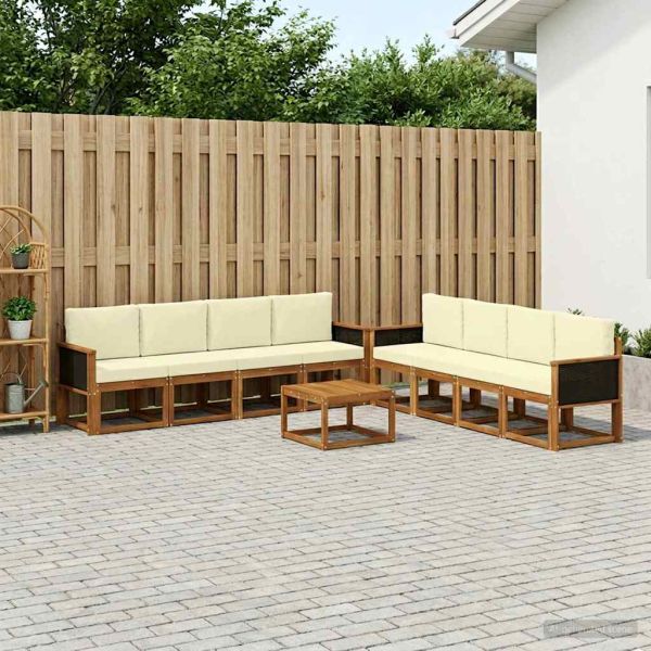 Комплект дивани за открито 7 pcs Натурален и Крема