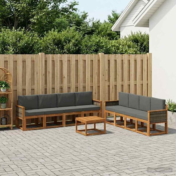 Комплект дивани за открито 7 pcs Натурален и Антрацит