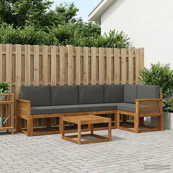 Комплект дивани за открито 6 pcs Натурален и Антрацит