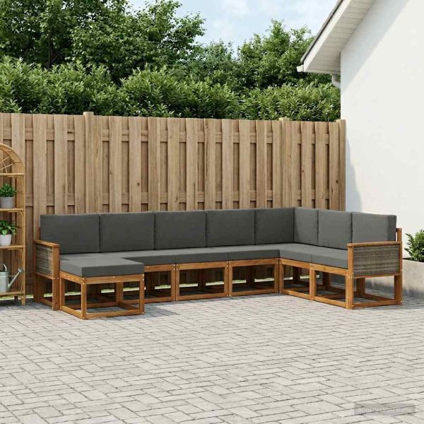 Комплект дивани за открито 8 pcs Натурален и Антрацит
