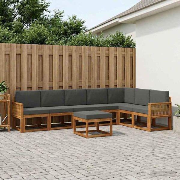 Комплект дивани за открито 8 pcs Натурален и Антрацит