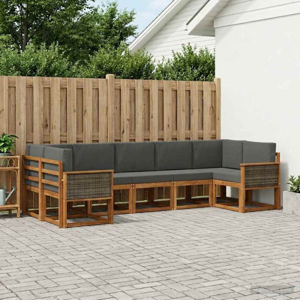 Комплект дивани за открито 7 pcs Натурален и Антрацит
