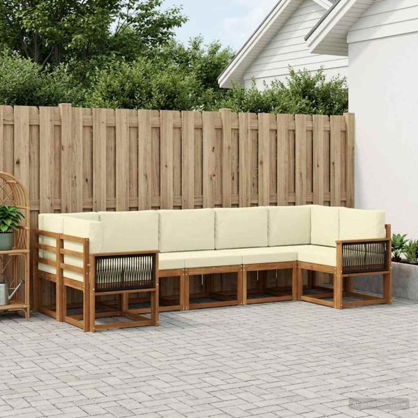 Комплект дивани за открито 7 pcs Натурален и Крема