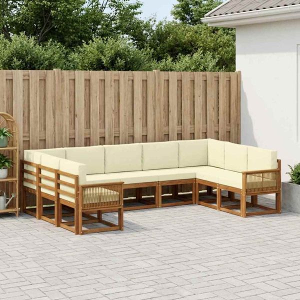 Комплект дивани за открито 9 pcs Натурален и Крема
