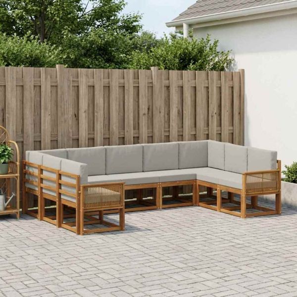 Комплект дивани за открито 9 pcs Натурално и светлосиво