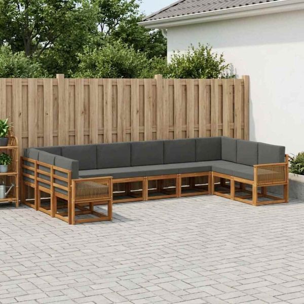 Комплект дивани за открито 10 pcs Натурален и Антрацит
