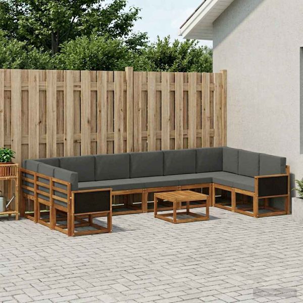 Комплект дивани за открито 11 pcs Натурален и Антрацит