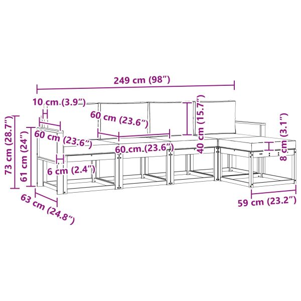 Комплект дивани за открито 5 pcs Натурален и Крема Полиестер