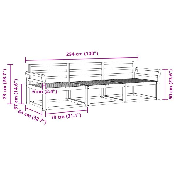 Комплект дивани за открито 3 pcs Бяло 254 x 83 x 73 см