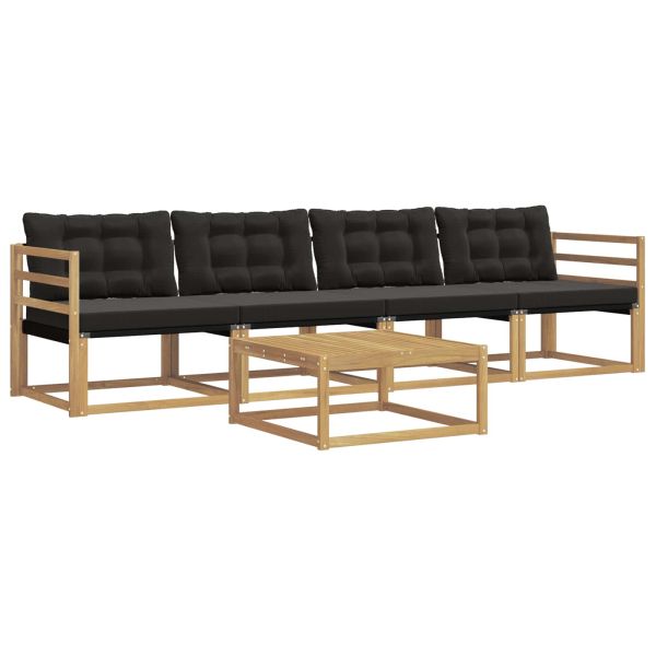 Комплект дивани за открито 5 pcs Бяло и черно 79 x 79 x 37 см