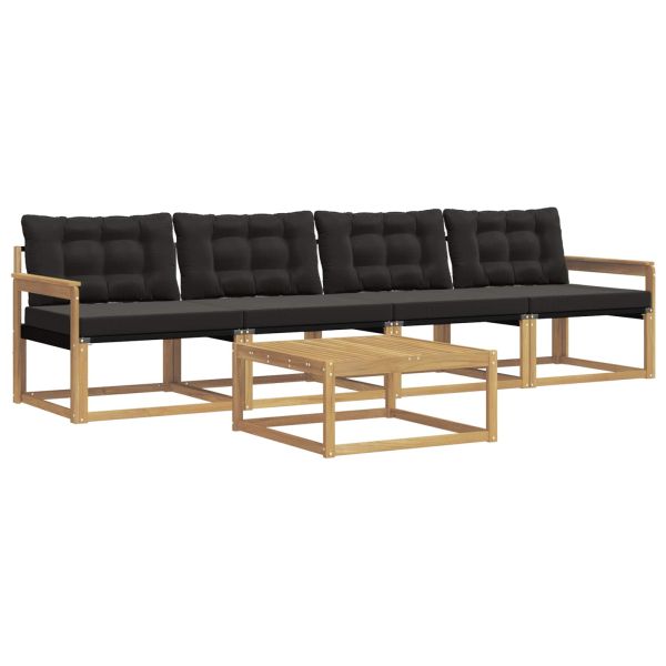 Комплект дивани за открито 5 pcs Бяло и черно 79 x 79 x 37 см