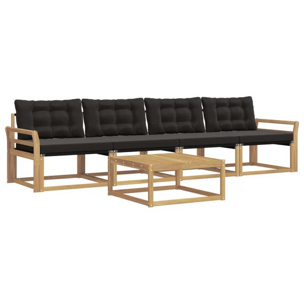Комплект дивани за открито 5 pcs Бяло и черно 79 x 79 x 37 см