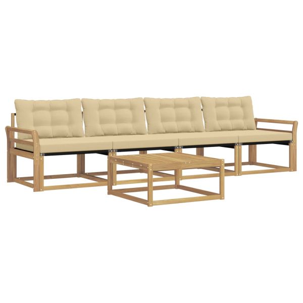Комплект дивани за открито 5 pcs Бяло и Бежово 79 x 79 x 37 см