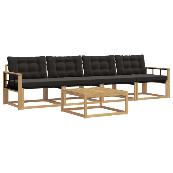 Комплект дивани за открито 5 pcs Бяло и черно 79 x 79 x 37 см
