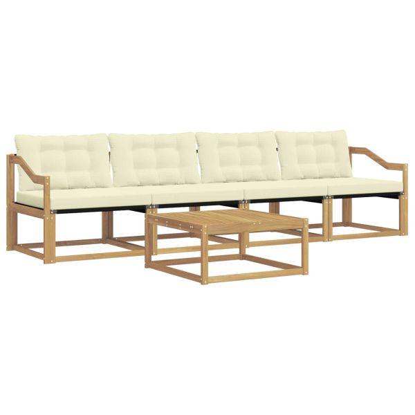 Комплект дивани за открито 5 pcs Бяло и кремаво 79 x 79 x 37 см