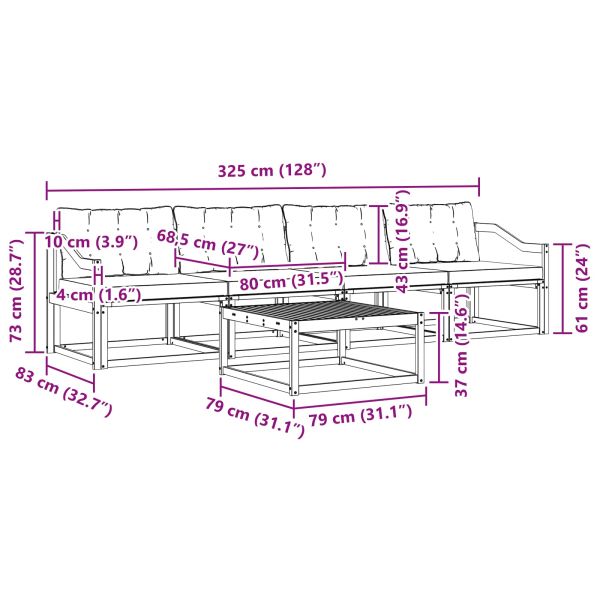 Комплект дивани за открито 5 pcs Бяло и кремаво 79 x 79 x 37 см
