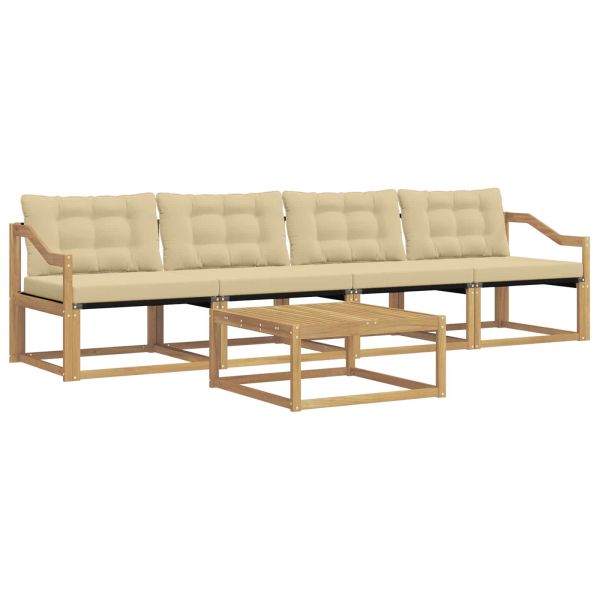 Комплект дивани за открито 5 pcs Бяло и Бежово 79 x 79 x 37 см