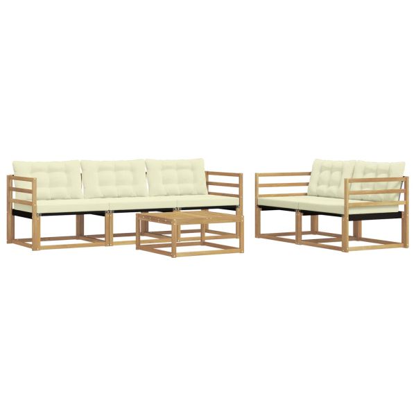 Комплект дивани за открито 6 pcs Бяло и кремаво 79 x 79 x 37 см