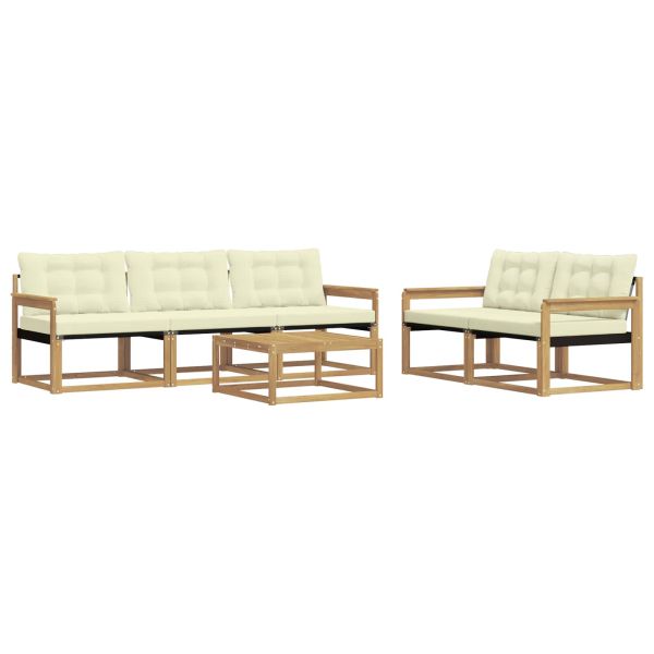 Комплект дивани за открито 6 pcs Бяло и кремаво 79 x 79 x 37 см