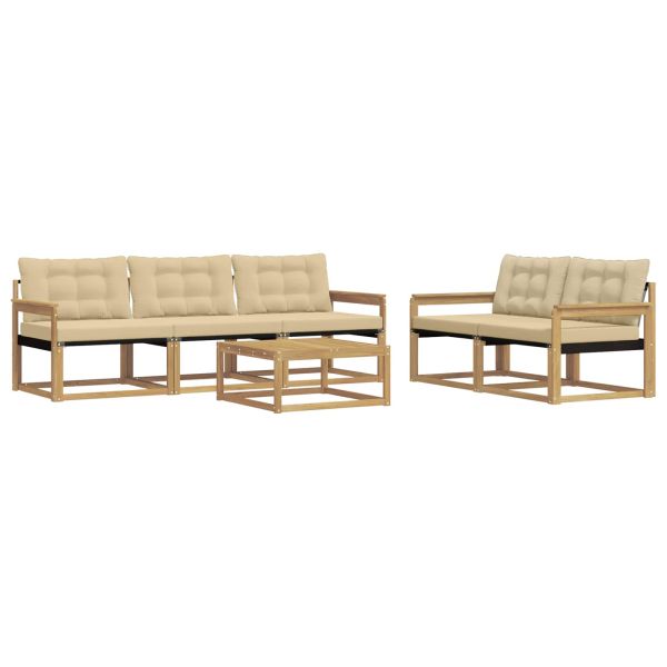 Комплект дивани за открито 6 pcs Бяло и Бежово 79 x 79 x 37 см