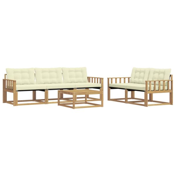 Комплект дивани за открито 6 pcs Бяло и кремаво 79 x 79 x 37 см
