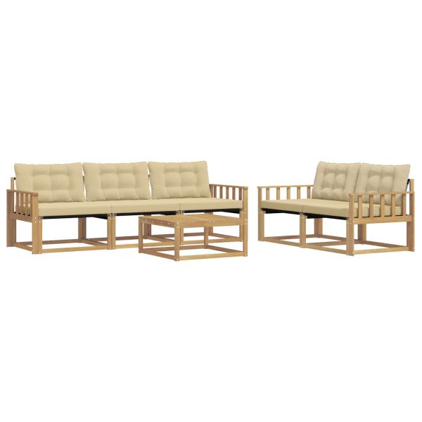 Комплект дивани за открито 6 pcs Бяло и Бежово 79 x 79 x 37 см