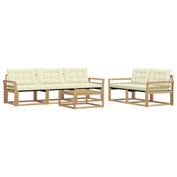 Комплект дивани за открито 6 pcs Бяло и кремаво 79 x 79 x 37 см
