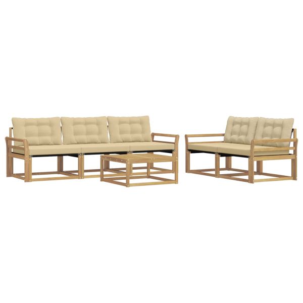 Комплект дивани за открито 6 pcs Бяло и Бежово 79 x 79 x 37 см