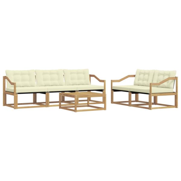 Комплект дивани за открито 6 pcs Бяло и кремаво 79 x 79 x 37 см