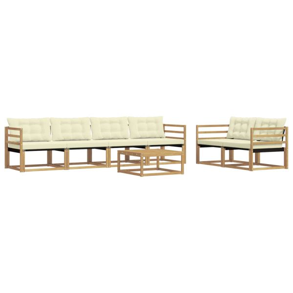 Комплект дивани за открито 7 pcs Бяло и кремаво 79 x 79 x 37 см