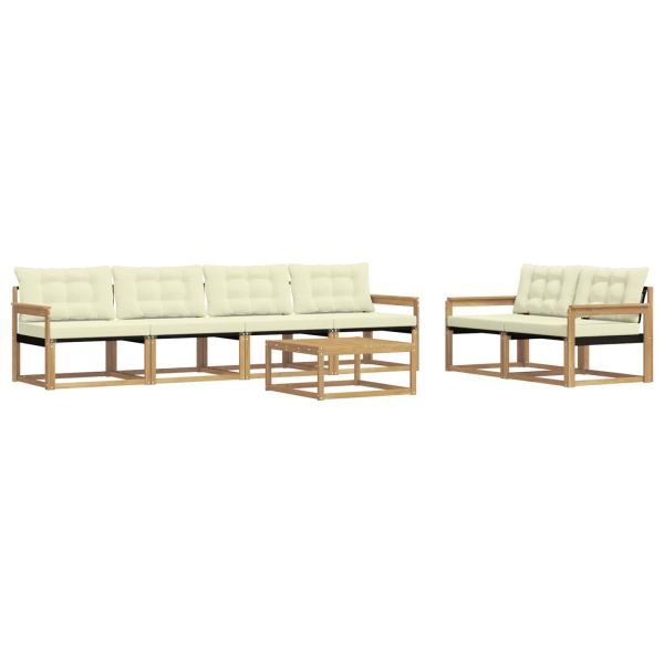 Комплект дивани за открито 7 pcs Бяло и кремаво 79 x 79 x 37 см
