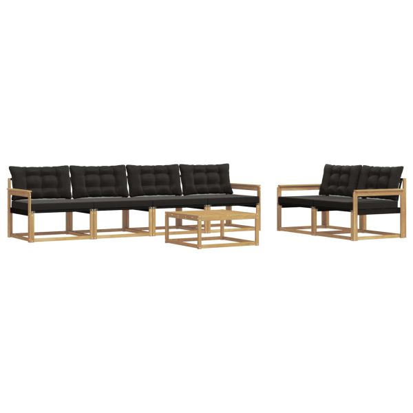 Комплект дивани за открито 7 pcs Бяло и черно 79 x 79 x 37 см
