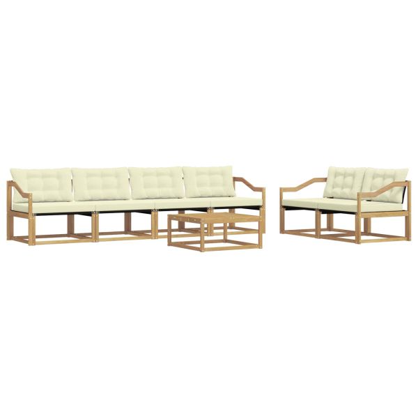 Комплект дивани за открито 7 pcs Бяло и кремаво 79 x 79 x 37 см