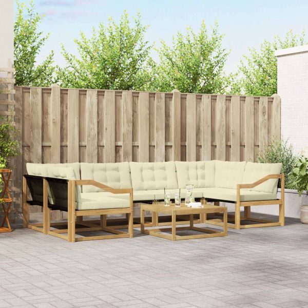 Комплект дивани за открито 7 pcs Бяло и кремаво 79 x 79 x 37 см