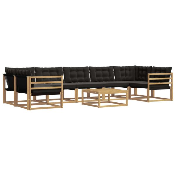 Комплект дивани за открито 8 pcs Бяло и черно 79 x 79 x 37 см