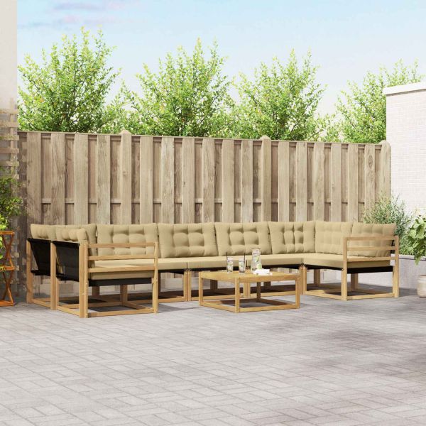 Комплект дивани за открито 8 pcs Бяло и Бежово 79 x 79 x 37 см