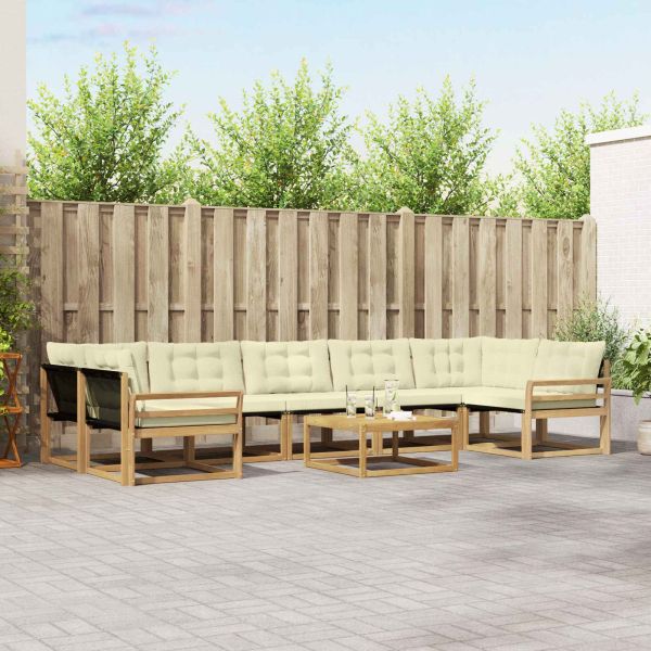 Комплект дивани за открито 8 pcs Бяло и кремаво 79 x 79 x 37 см