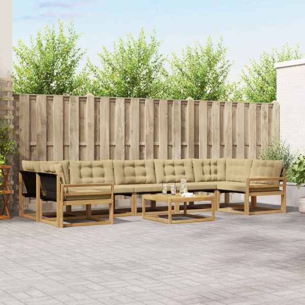 Комплект дивани за открито 8 pcs Бяло и Бежово 79 x 79 x 37 см