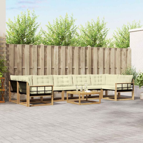 Комплект дивани за открито 8 pcs Бяло и кремаво 79 x 79 x 37 см