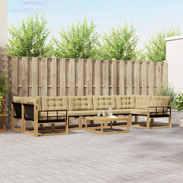 Комплект дивани за открито 8 pcs Бяло и Бежово 79 x 79 x 37 см