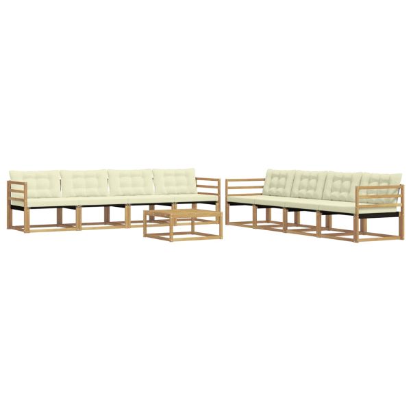 Комплект дивани за открито 9 pcs Бяло и кремаво 79 x 79 x 37 см