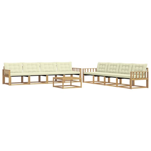 Комплект дивани за открито 9 pcs Бяло и кремаво 79 x 79 x 37 см