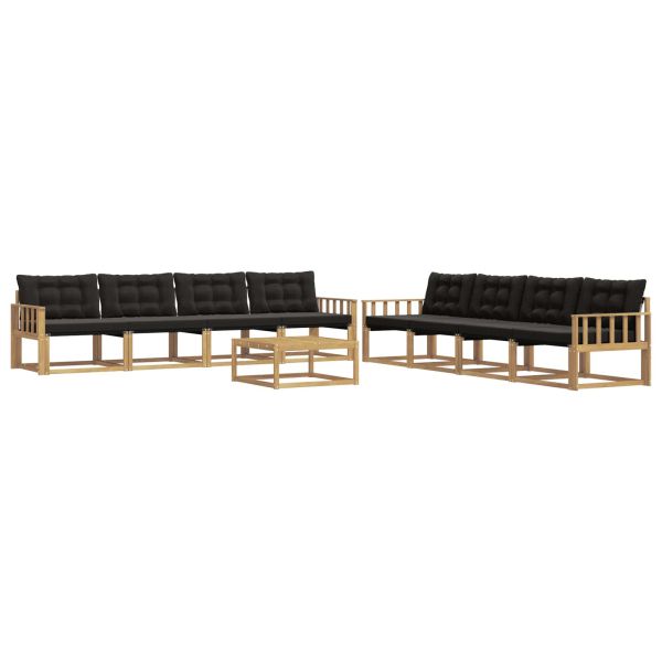 Комплект дивани за открито 9 pcs Бяло и черно 79 x 79 x 37 см