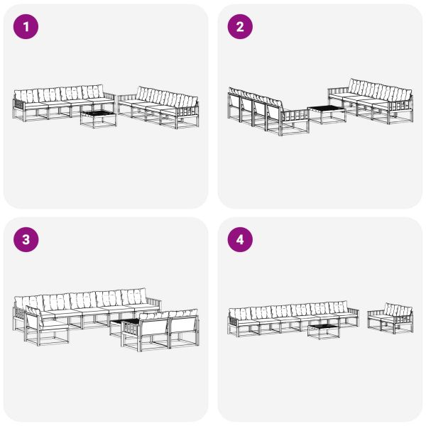 Комплект дивани за открито 9 pcs Бяло и черно 79 x 79 x 37 см