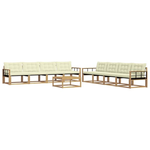 Комплект дивани за открито 9 pcs Бяло и кремаво 79 x 79 x 37 см