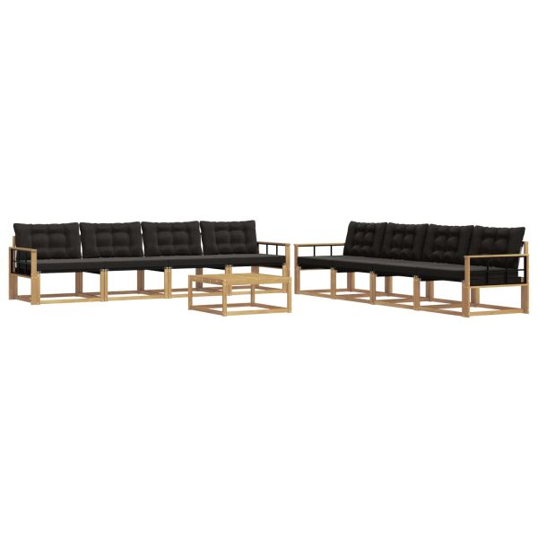Комплект дивани за открито 9 pcs Бяло и черно 79 x 79 x 37 см
